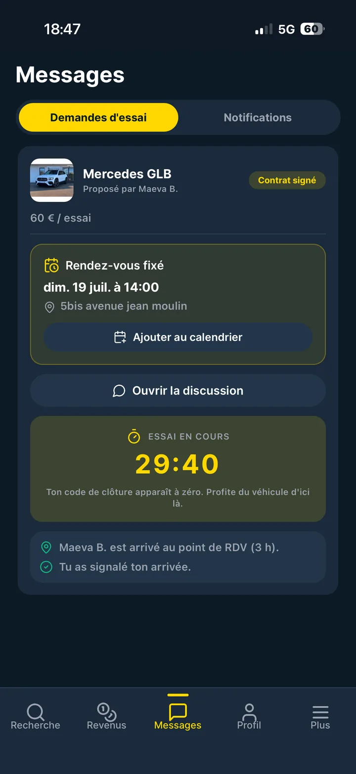 L'application TokDrive : l'essai en cours, suivi minute par minute