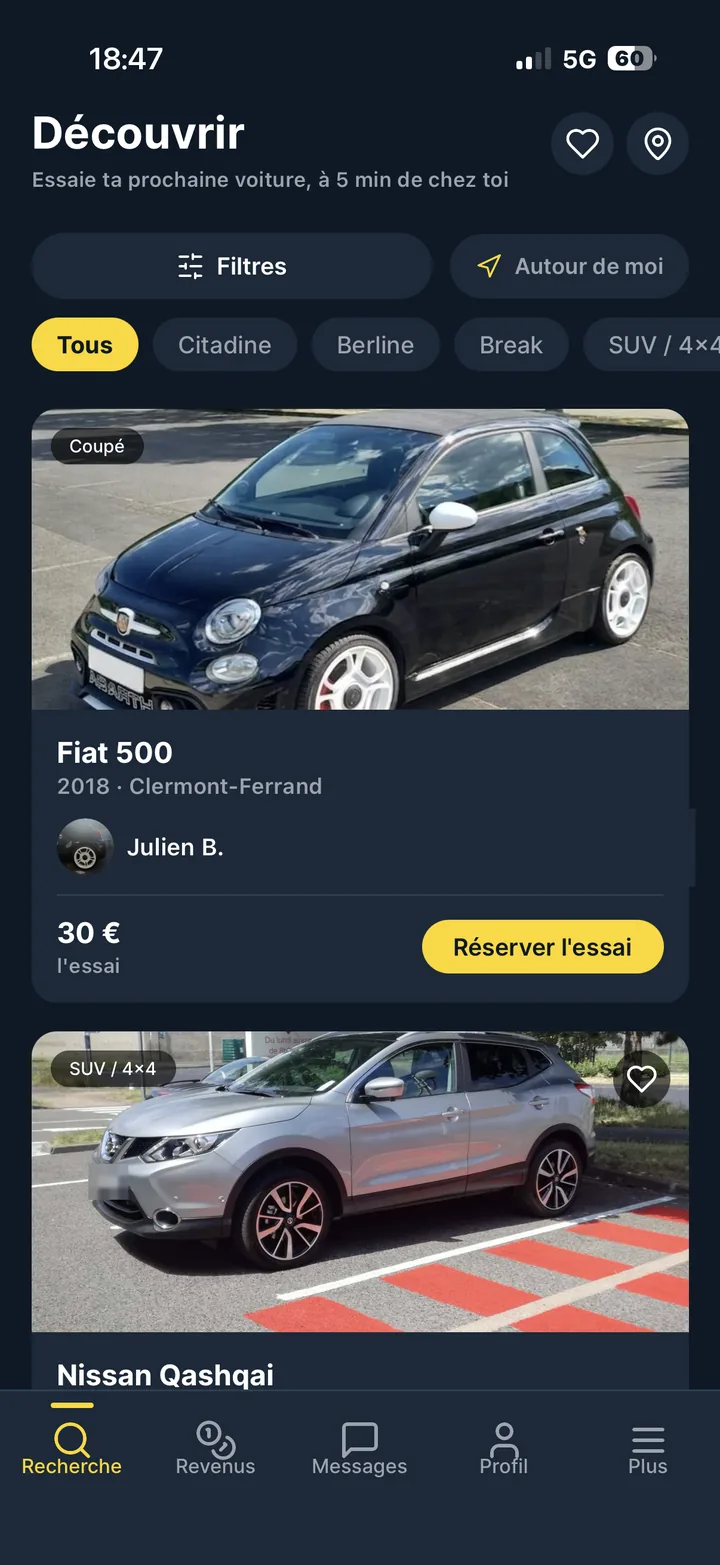 L'application TokDrive : des voitures à essayer près de chez toi